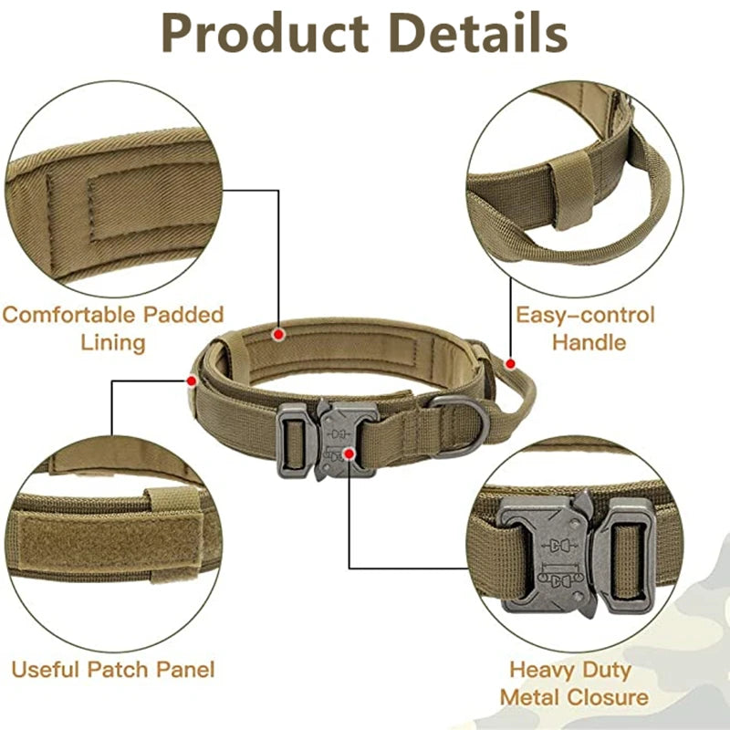 Tactical Dog Collar Leash Set, Adjustable Military Collar
