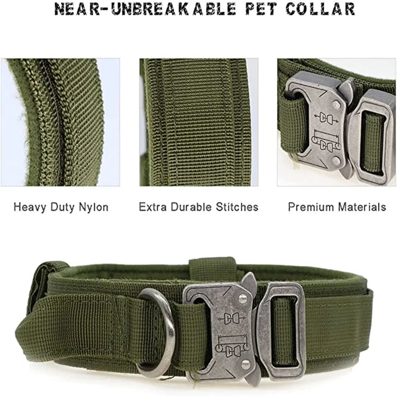 Tactical Dog Collar Leash Set, Adjustable Military Collar