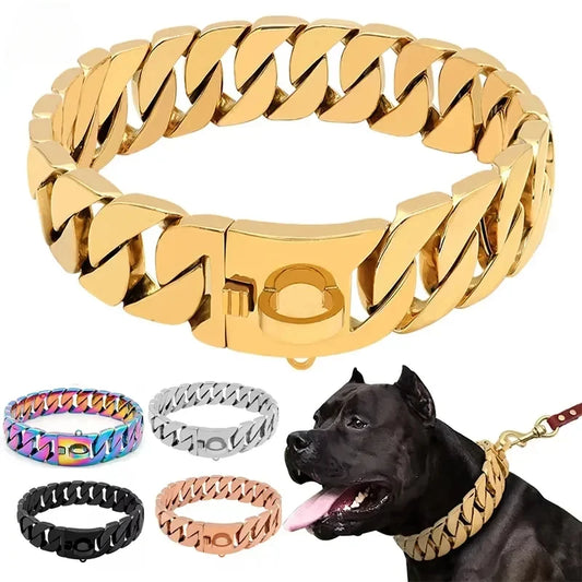 32MM Wide Strong Metal Dog Chain Collars\Necklace For Large Dogs