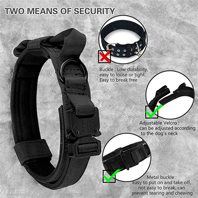 Tactical Dog Collar Leash Set, Adjustable Military Collar