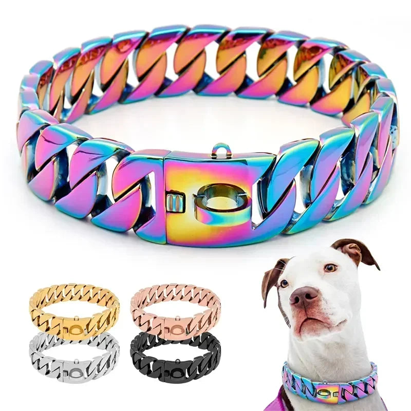 32MM Wide Strong Metal Dog Chain Collars\Necklace For Large Dogs