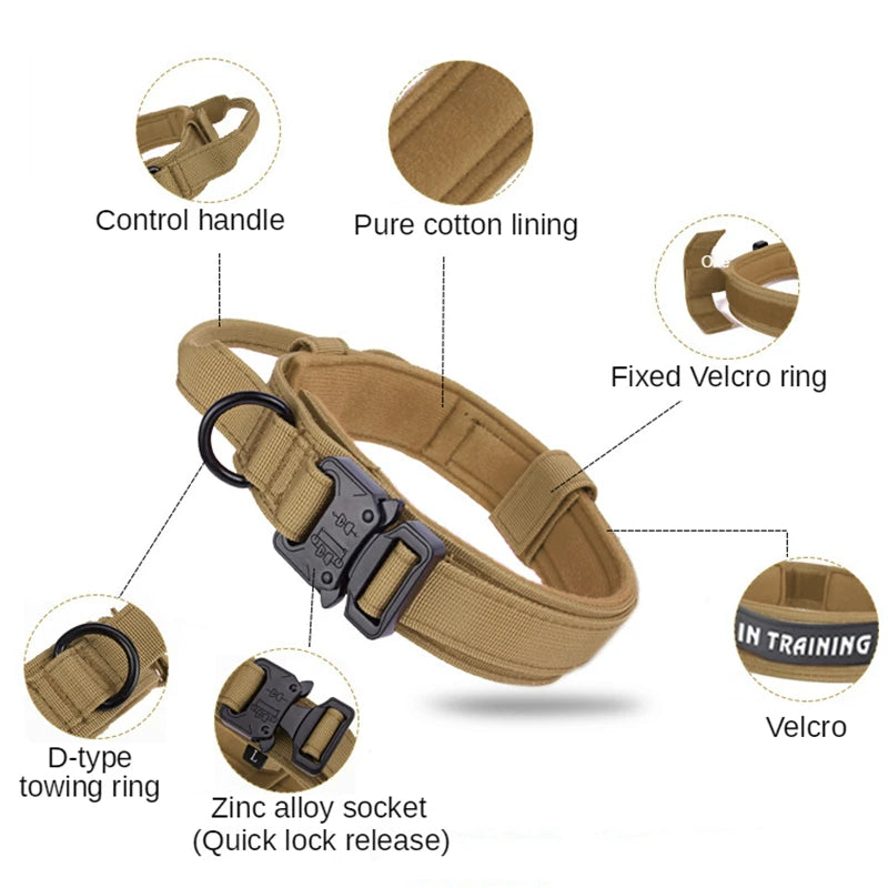Tactical Dog Collar Leash Set, Adjustable Military Collar