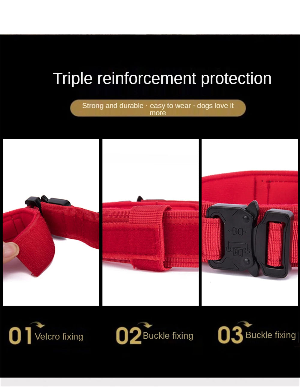Tactical Dog Collar Leash Set, Adjustable Military Collar