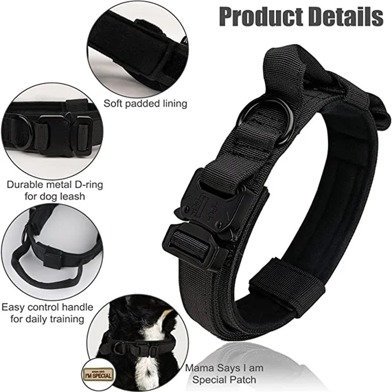 Tactical Dog Collar Leash Set, Adjustable Military Collar