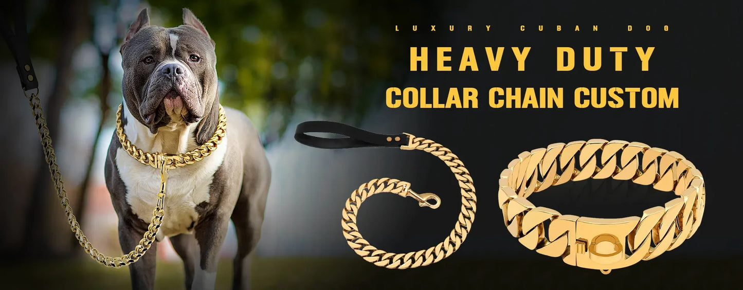 32MM Wide Strong Metal Dog Chain Collars\Necklace For Large Dogs