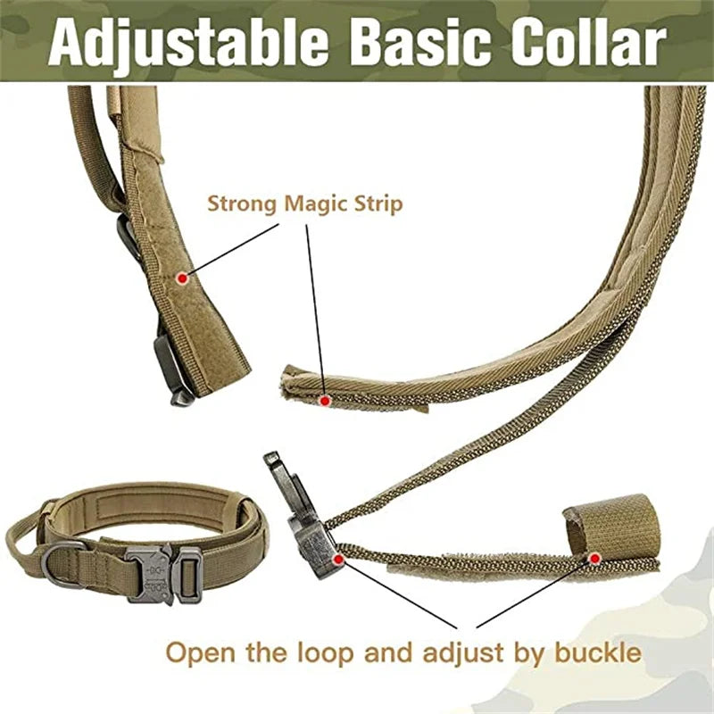 Tactical Dog Collar Leash Set, Adjustable Military Collar